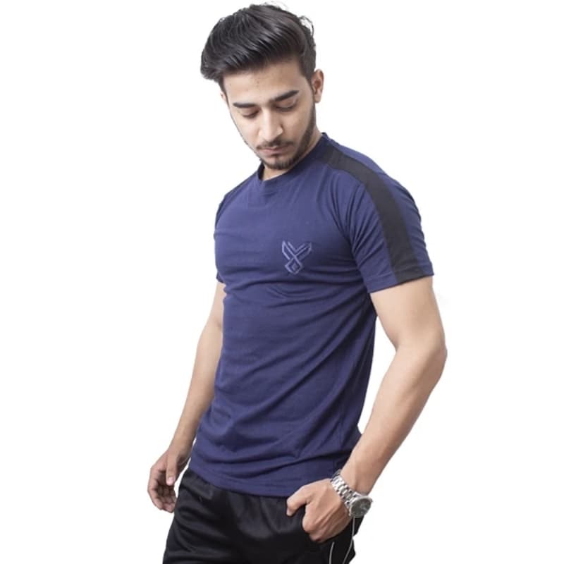 Blue Tee-shirt with black panel