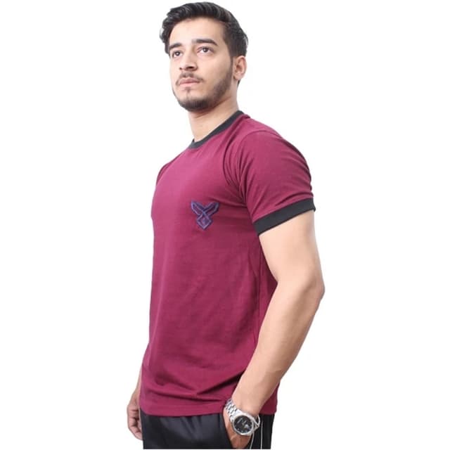 Maroon Tee-shirt with black panel